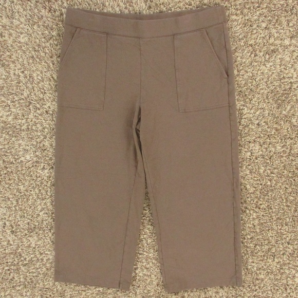 J. Jill Pants‎ Women's Large Brown Pure Wide Leg Crop Pull On Stretch - Picture 1 of 7